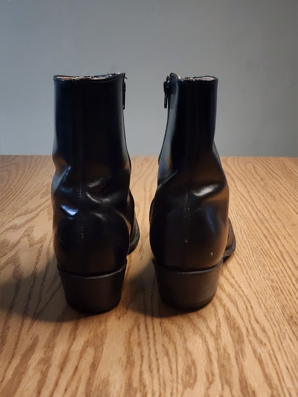 Leather Cowboy Boots Mens Size 10 Black Zipper Western Biker - Picture 8 of 11